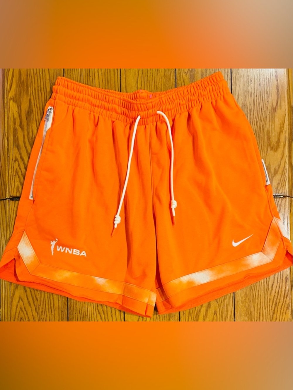 NIKE Dri-Fit WNBA Orange Jumpwomen Cloud Print Performance Shorts, large